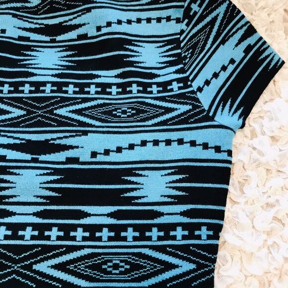 Fiancee Blue Dress women bodycon short sleeve dress with geometric print size S - Picture 7 of 7